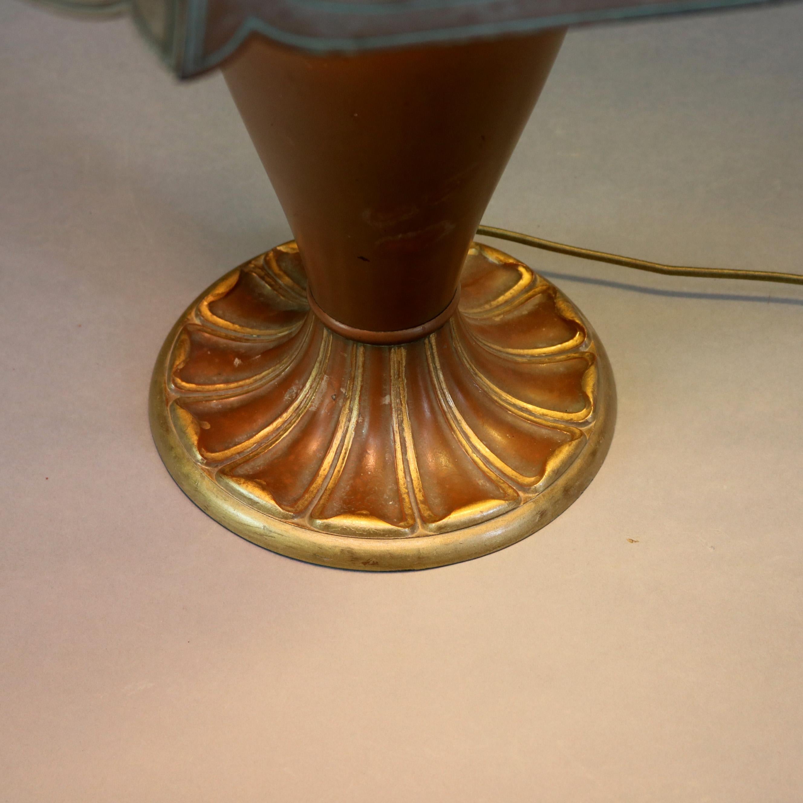 20th Century Antique Arts & Crafts Slag Glass Table Lamp by Bradley Hubbard, circa 1920