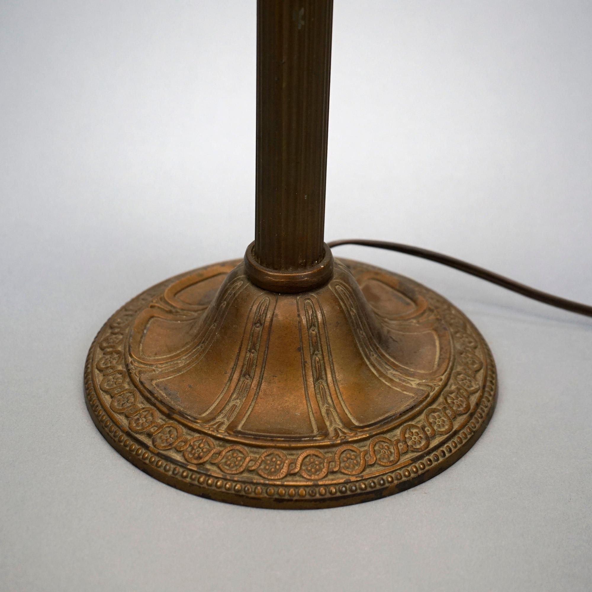 Antique Arts & Crafts Slag Glass Table Lamp, Circa 1920 2