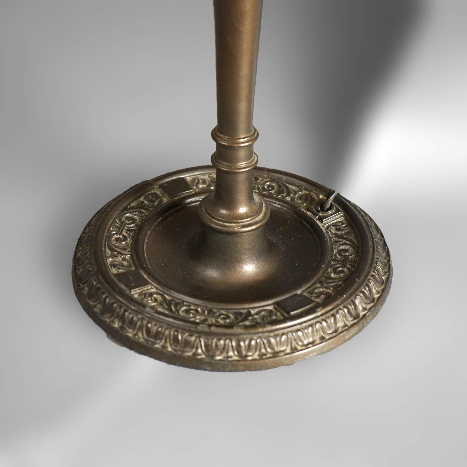 Antique Arts & Crafts Slag Glass Table Lamp Circa 1920 3