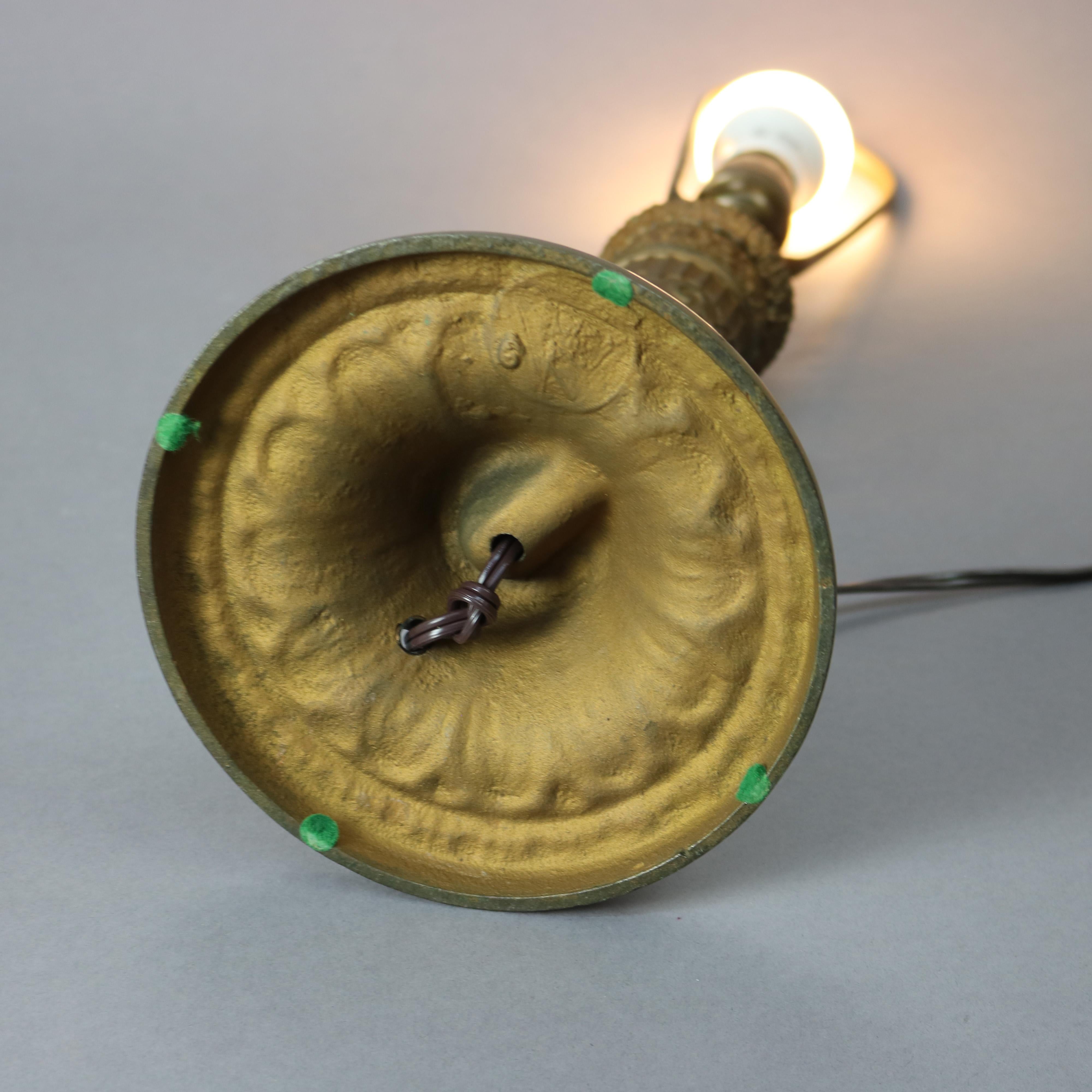 Antique Arts & Crafts Slag Glass Table Lamp, circa 1920 2