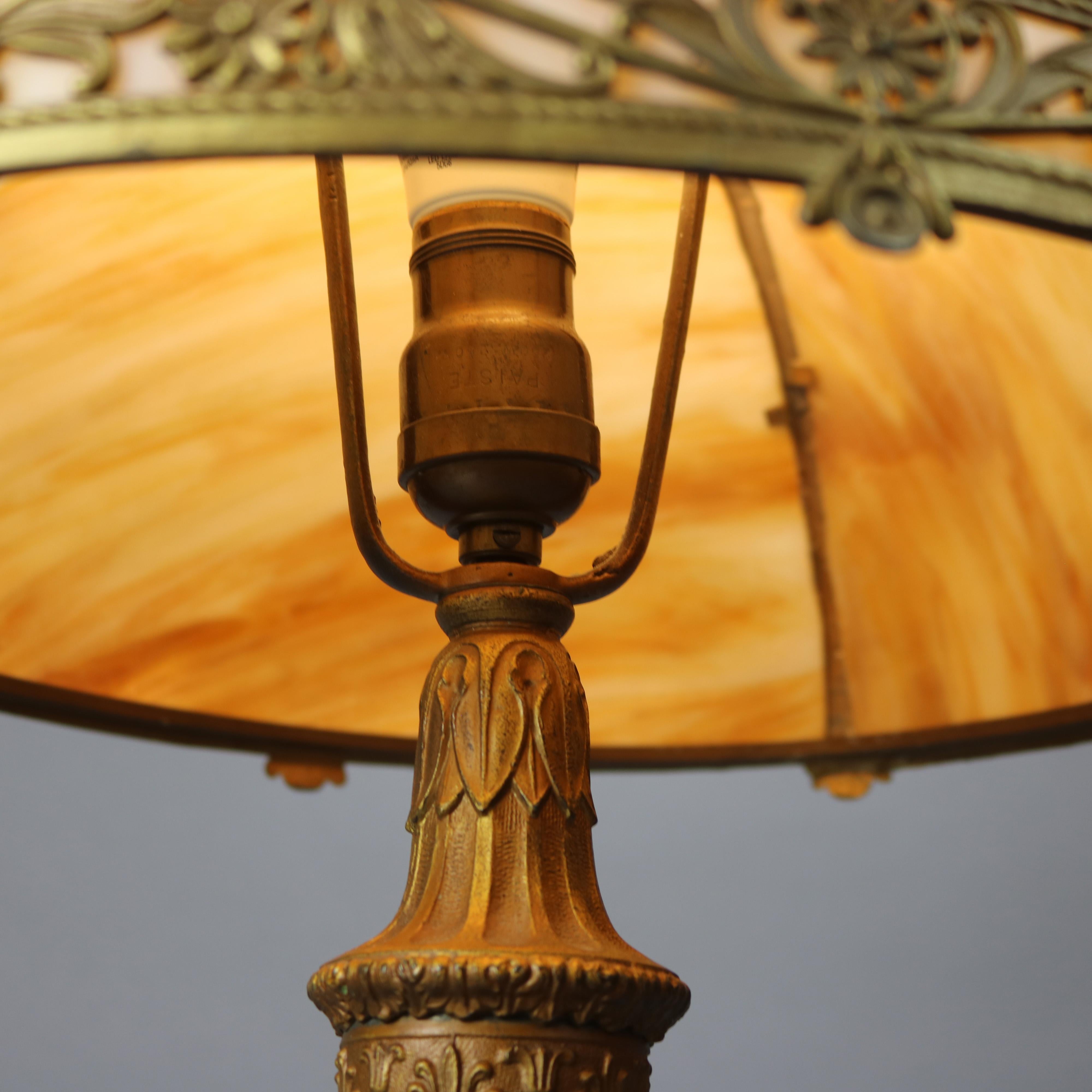 20th Century Antique Arts & Crafts Slag Glass Table Lamp, circa 1920