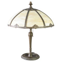 Antique Arts & Crafts Slag Glass Table Lamp Circa 1920