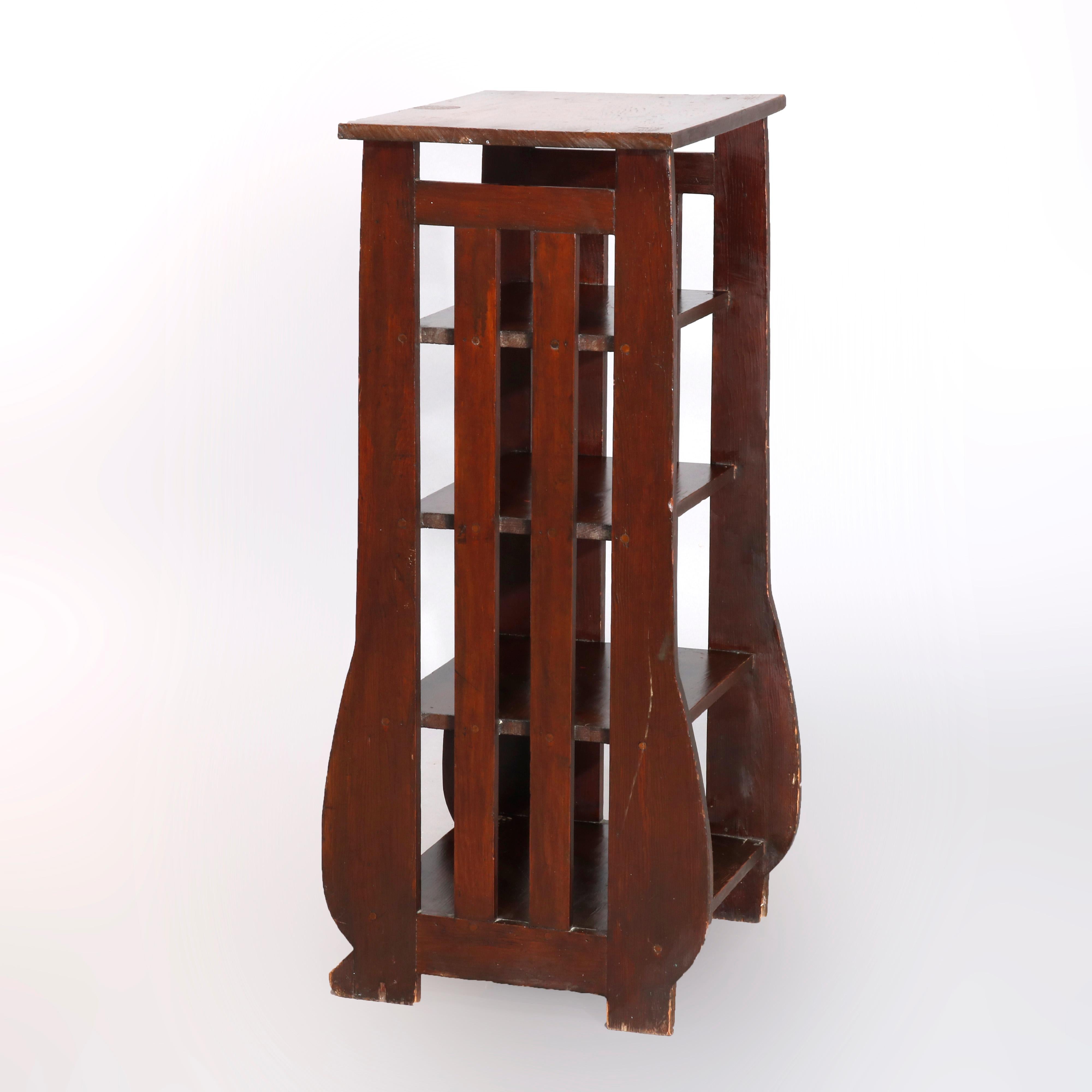 Arts and Crafts Antique Arts & Crafts Slat Oak Magazine Stand, circa 1920