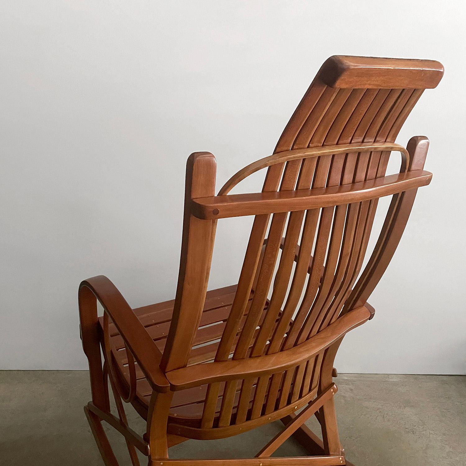 Antique Arts & Crafts Slatted Bentwood Rocking Chair  For Sale 6