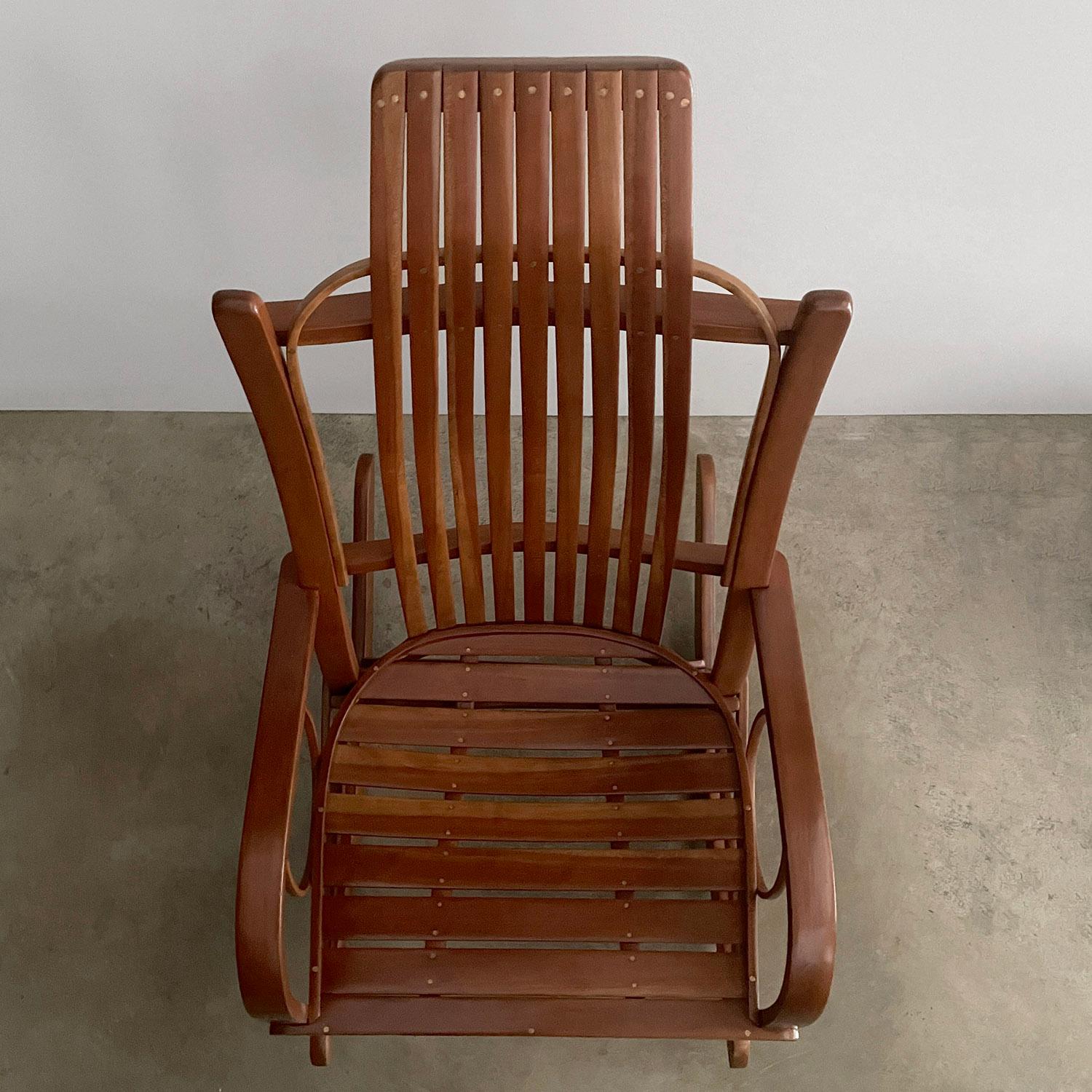 Antique Arts & Crafts Slatted Bentwood Rocking Chair  For Sale 12