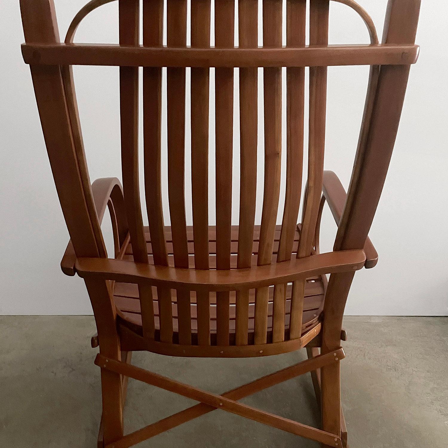 Antique Arts & Crafts Slatted Bentwood Rocking Chair  For Sale 13