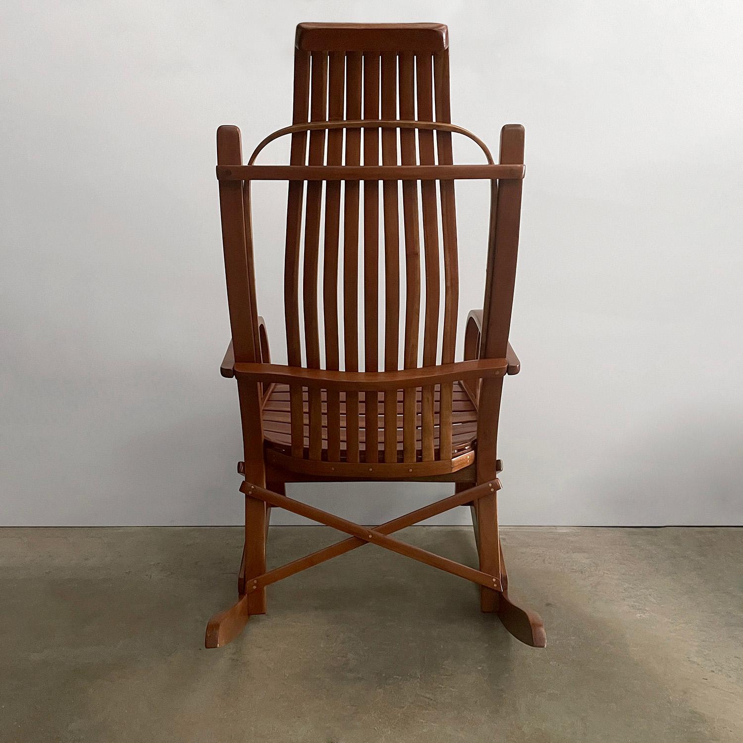 20th Century Antique Arts & Crafts Slatted Bentwood Rocking Chair  For Sale