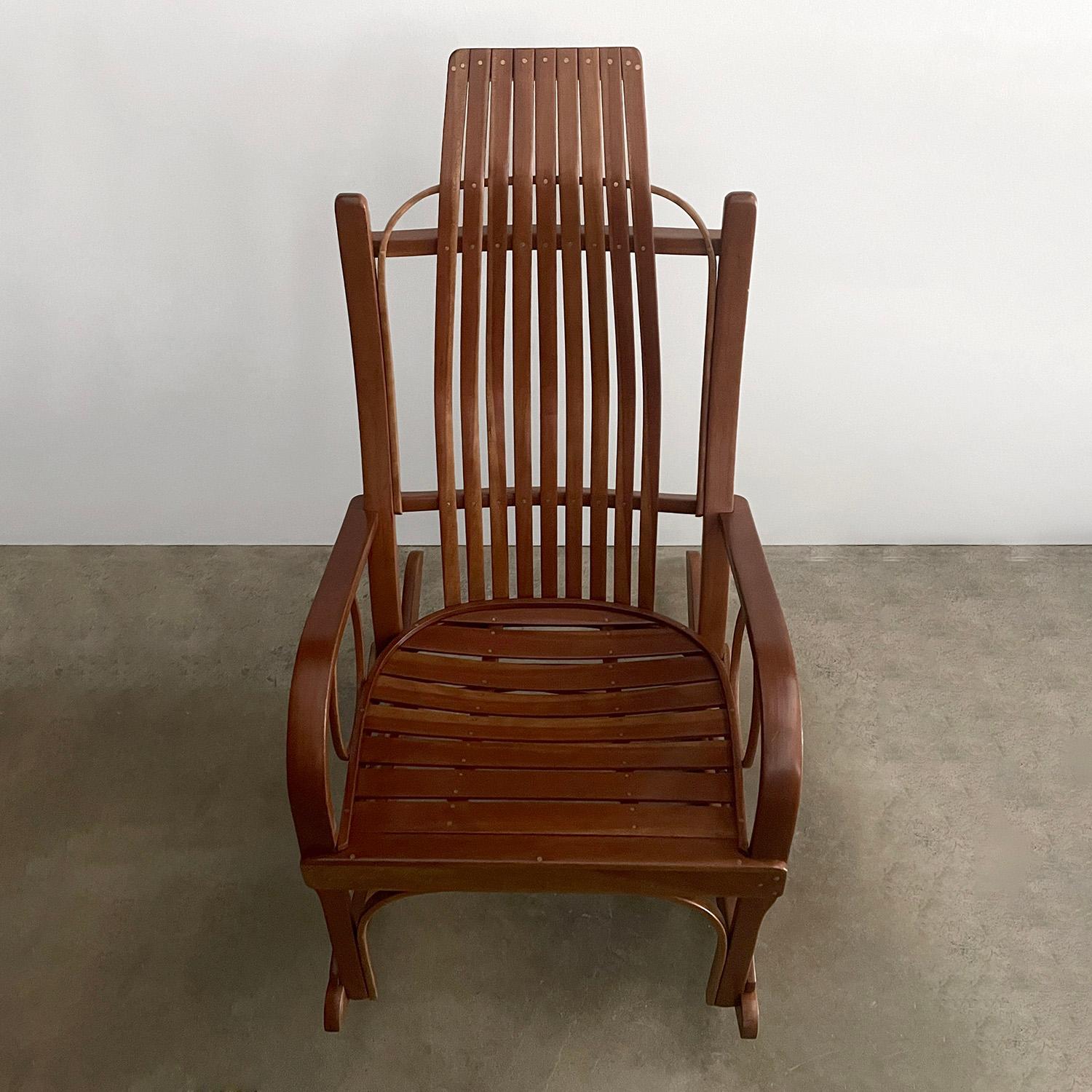 Antique Arts & Crafts Slatted Bentwood Rocking Chair  For Sale 2