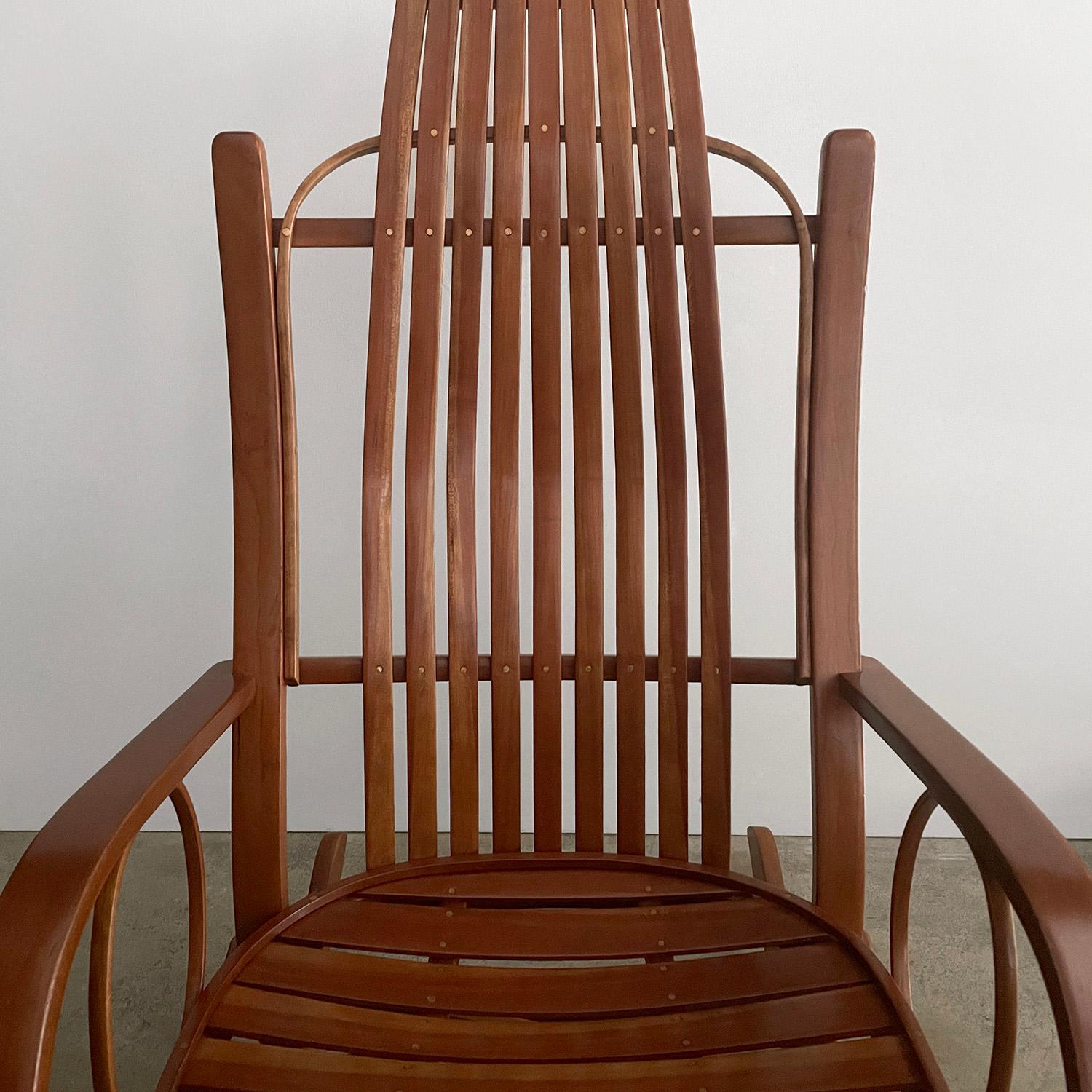 Antique Arts & Crafts Slatted Bentwood Rocking Chair  For Sale 4