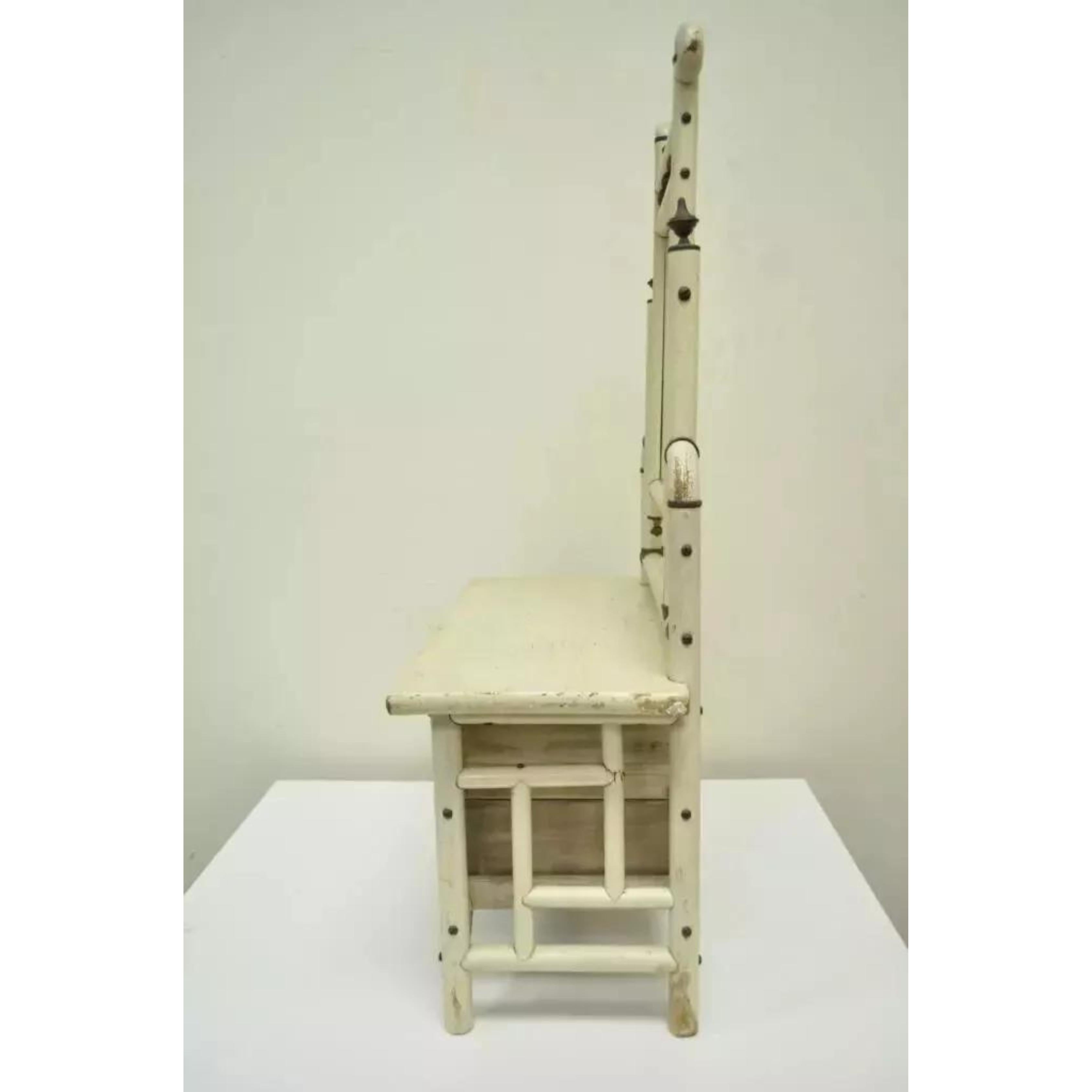 Antique Arts & Crafts Small Salesman Sample White Bentwood Dresser & Mirror For Sale 5