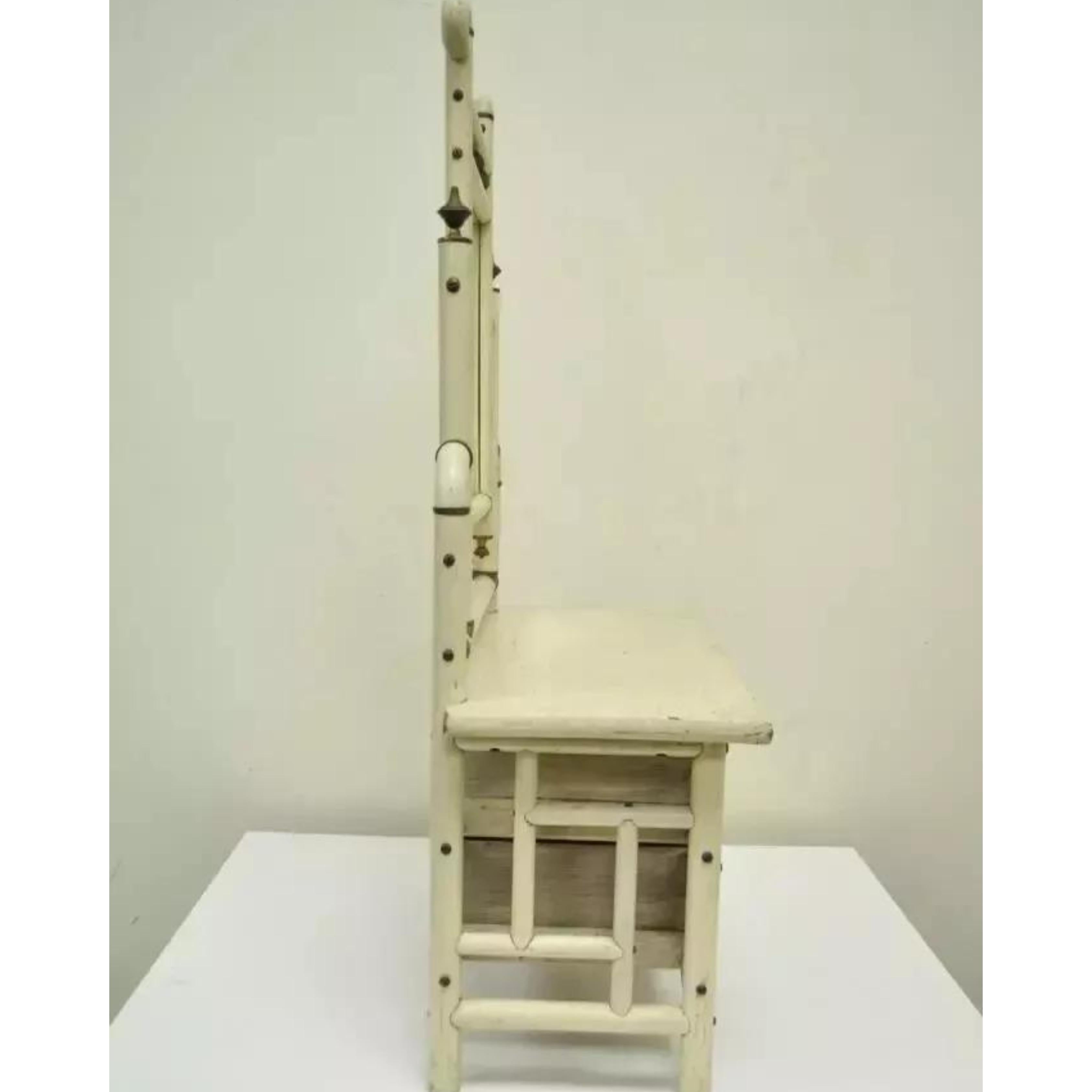 Antique Arts & Crafts Small Salesman Sample White Bentwood Dresser & Mirror For Sale 3