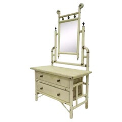 Used Arts & Crafts Small Salesman Sample White Bentwood Dresser & Mirror