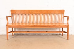 Antique Arts & Crafts Solid Oak Lawyer's Bench