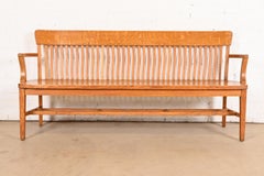 Antique Arts & Crafts Solid Oak Lawyer's Bench