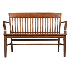 Antique Arts & Crafts Solid Walnut Lawyer's Bench, Circa 1920s