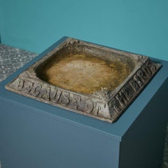 Antique Arts & Crafts Square Lead Bird Bath