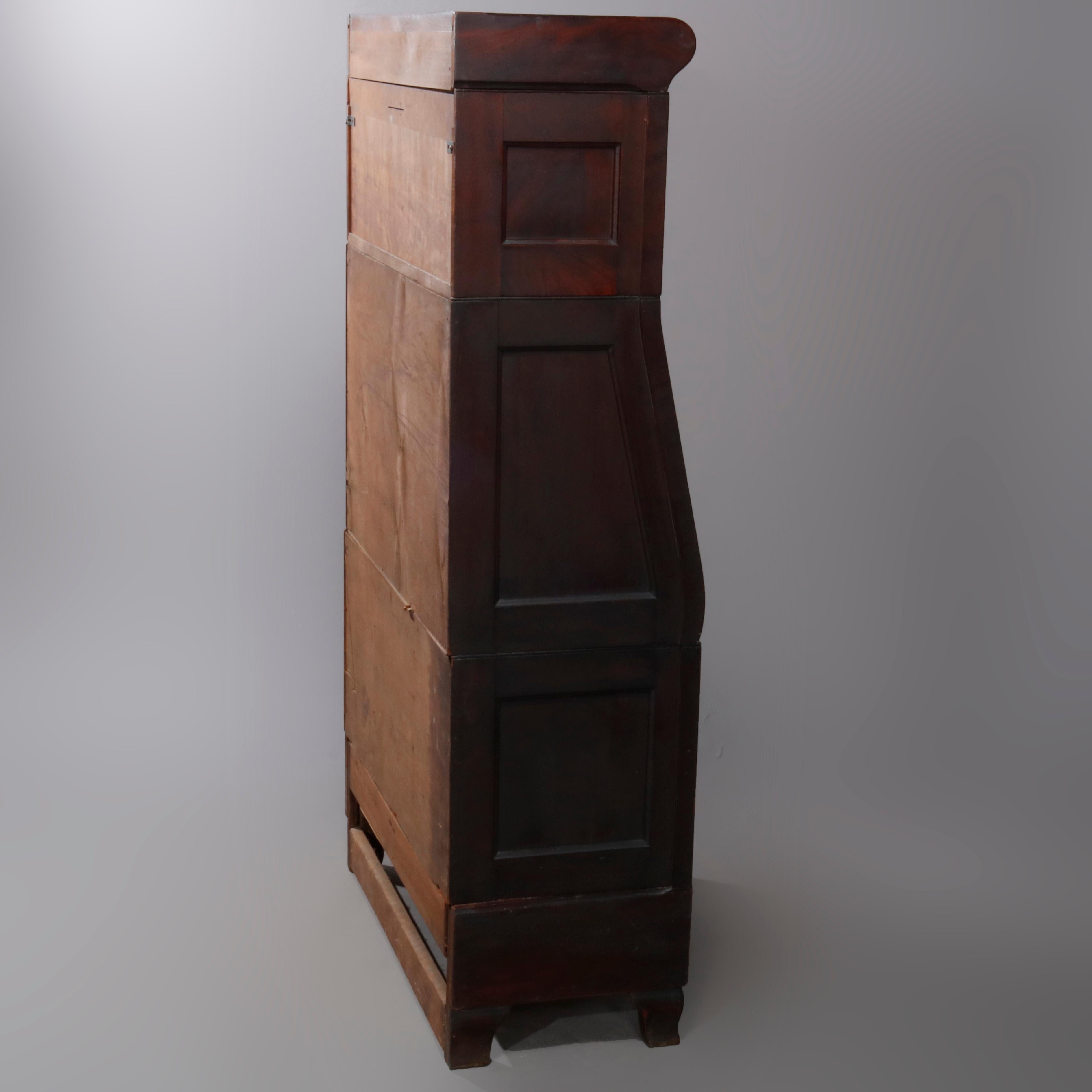 Arts & Crafts Stacking Barrister Bookcase and Desk with Leaded Glass, circa 1910 2