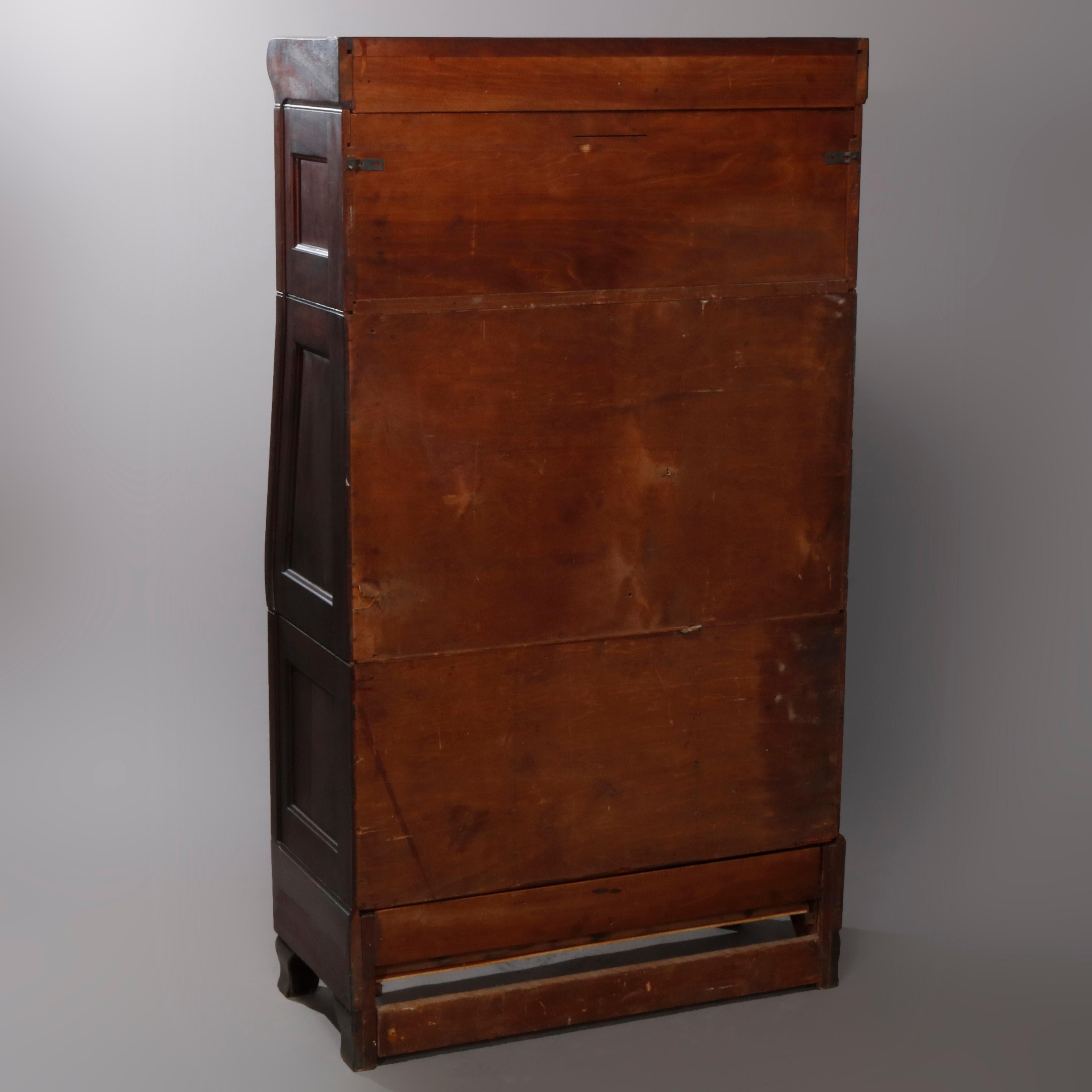 Arts & Crafts Stacking Barrister Bookcase and Desk with Leaded Glass, circa 1910 4