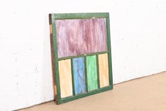 Antique Arts & Crafts Stained Slag Glass Window, Circa 1900