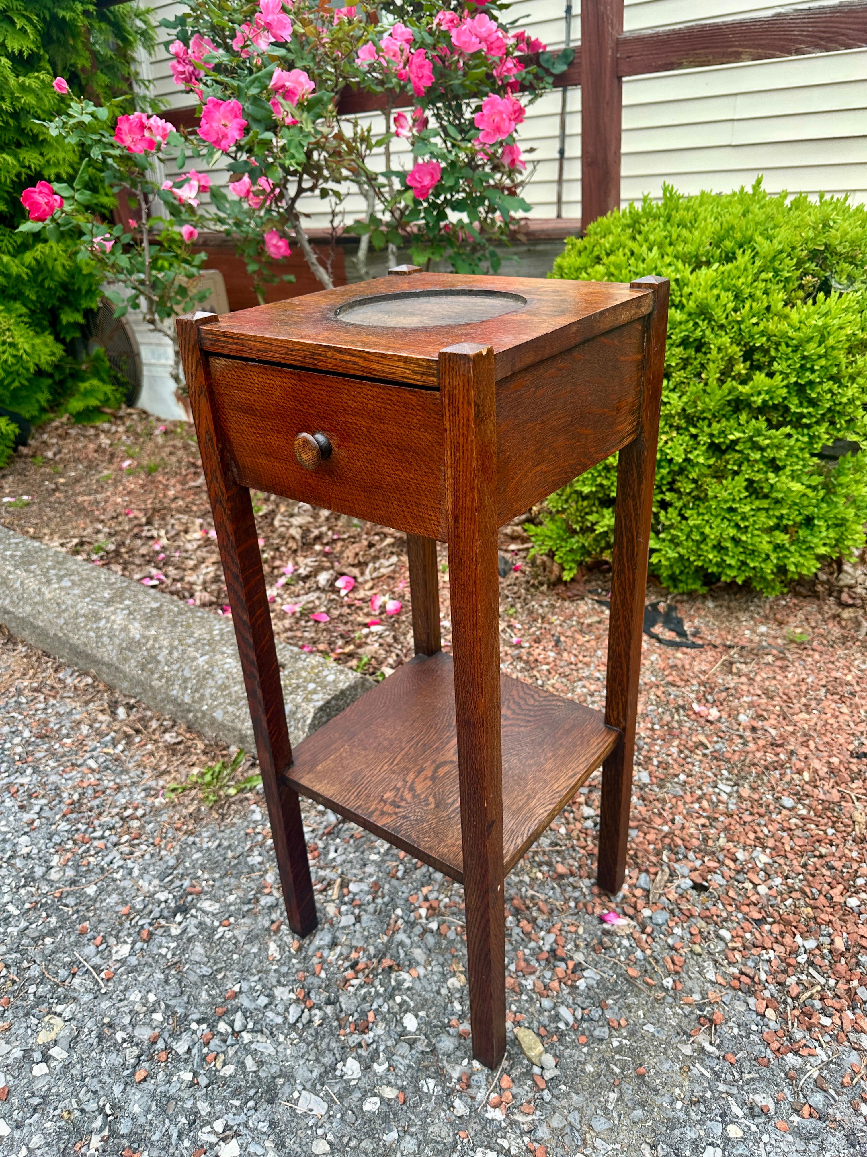 Quercia Antique Arts & Crafts Stand/ planter c. 1910 Stickley era w8402 in vendita