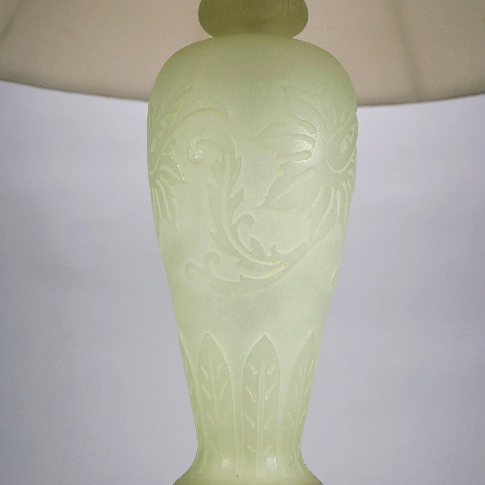 Antique Arts & Crafts Steuben Alabaster Art Glass Cut Back Lamp, circa 1920 In Good Condition In Big Flats, NY