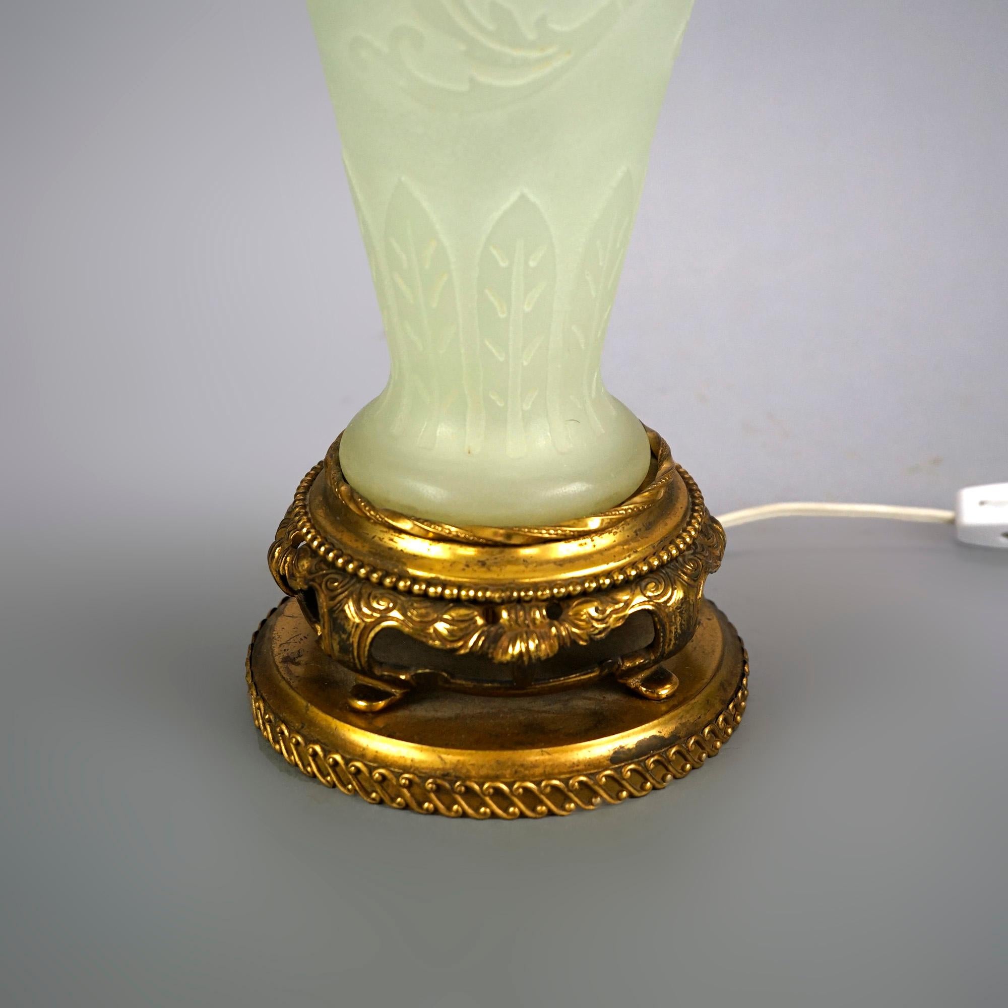 Antique Arts & Crafts Steuben Alabaster Art Glass Cut Back Lamp, circa 1920 1