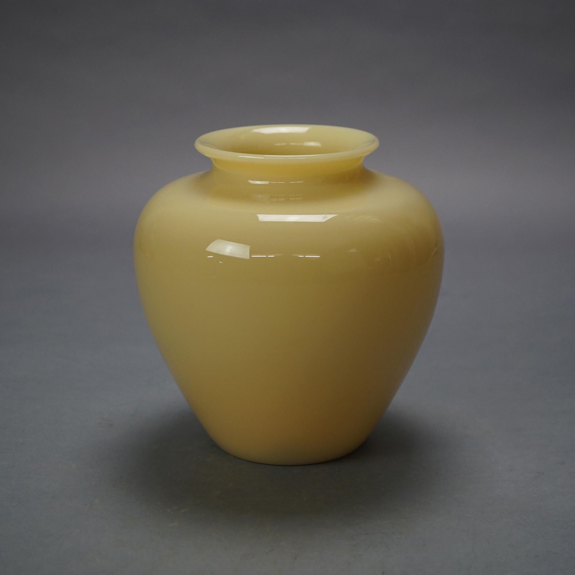 Antique Arts & Crafts Steuben Art Glass Ivory Vase with Original Label C1920 In Good Condition For Sale In Big Flats, NY
