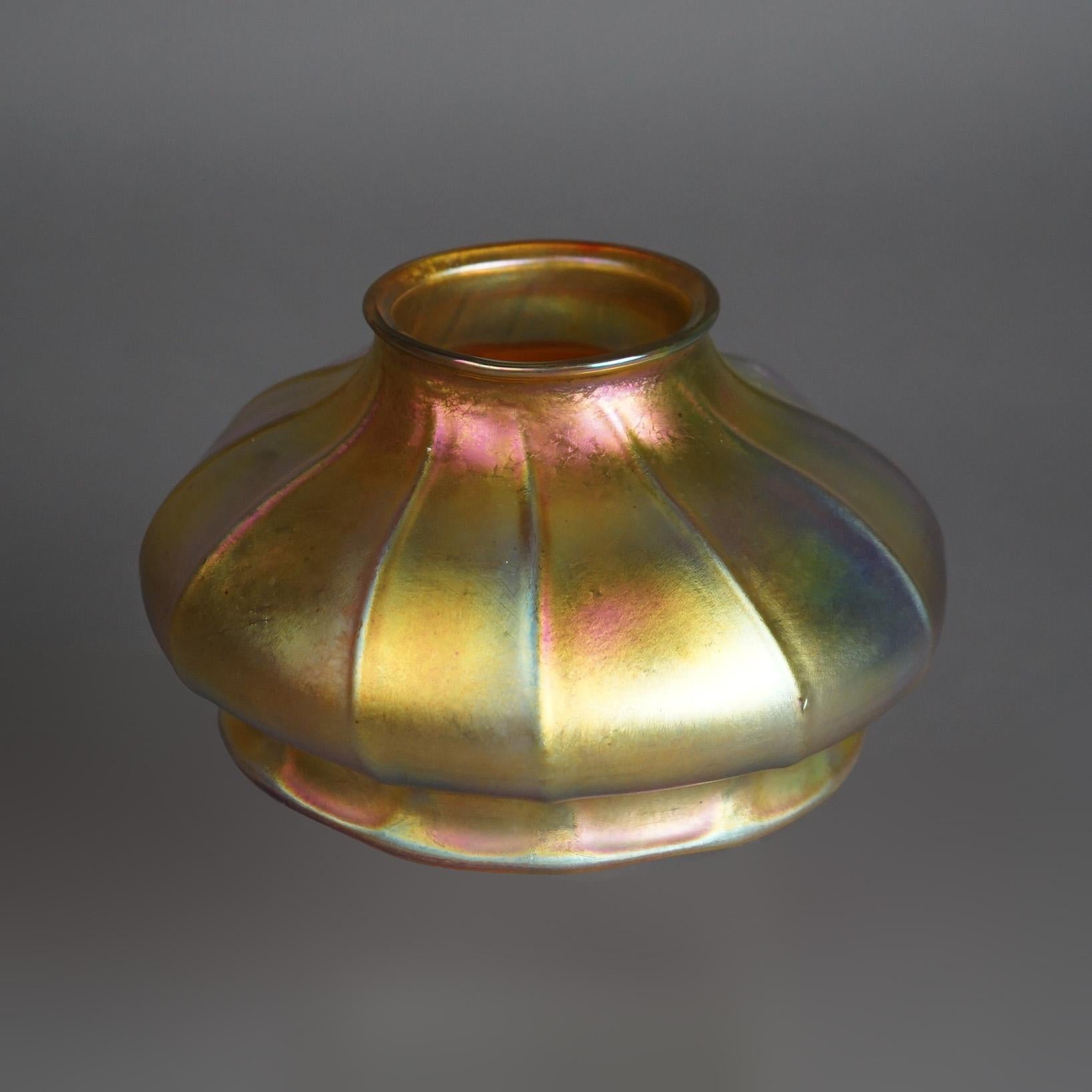Antique Arts & Crafts Steuben Art Glass Oversized Gold Aurene Lamp Shade Circa 1920

Measures - 4.5
