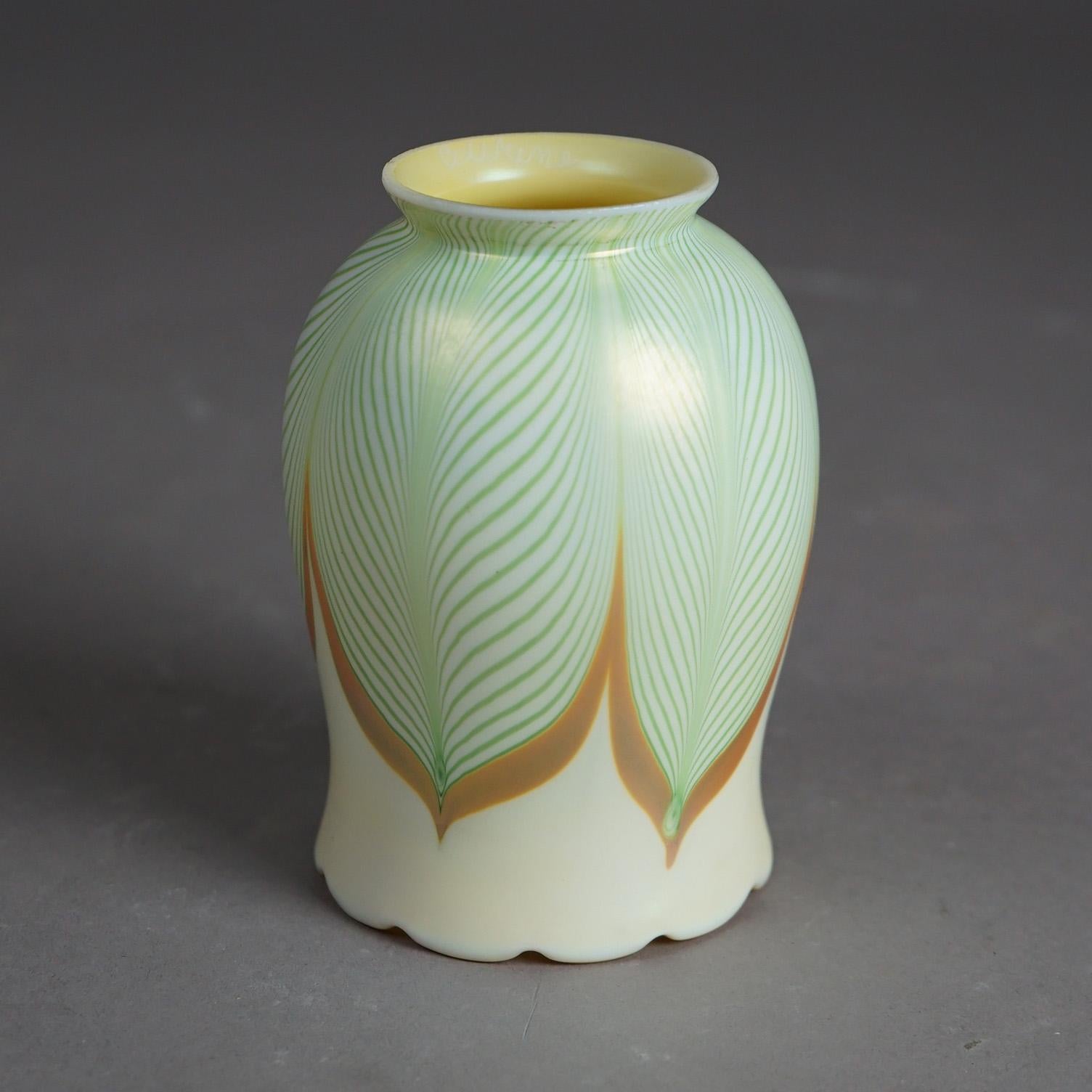 American Antique Arts & Crafts Steuben Aurene Pulled Feather Art Glass Light Shade C1920