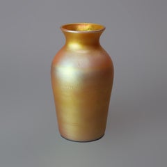 Antique Arts & Crafts Steuben Gold Aurene Art Glass Shoulder Vase, Signed, c1920
