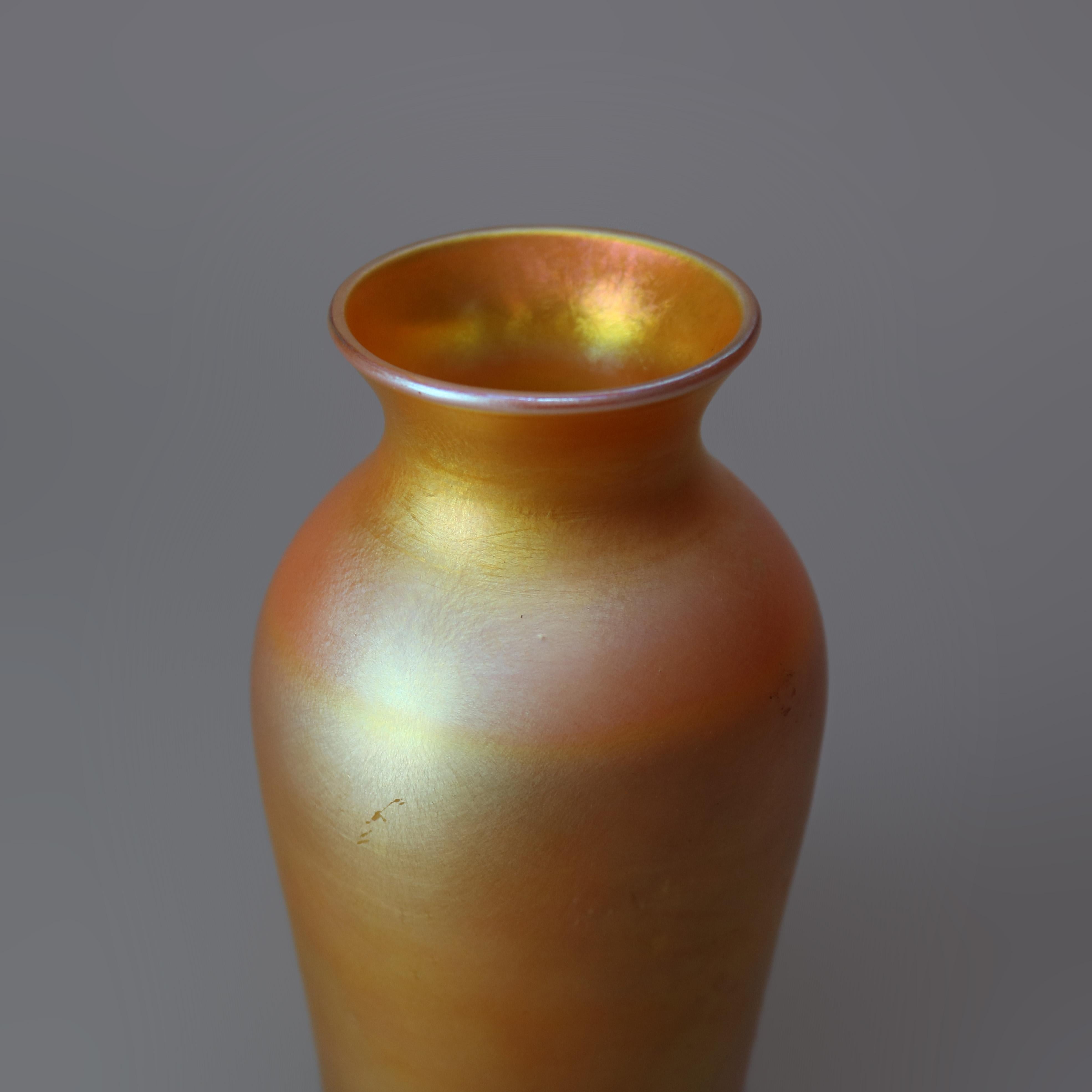 Arts and Crafts Antique Arts & Crafts Steuben Gold Aurene Art Glass Shoulder Vase, Signed, c1920