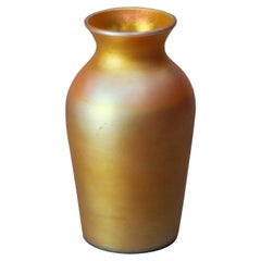 Antike Kunst & Kunsthandwerk Steuben Gold Aurene Kunstglas Schulter Vase:: signiert:: c1920