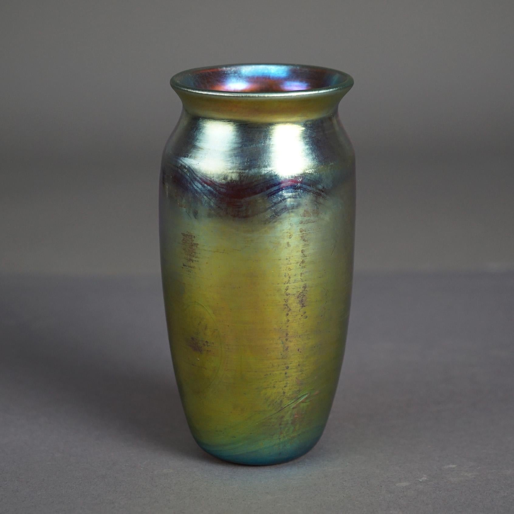 Antique Arts & Crafts Steuben Gold Aurene Art Glass Vase C1920 In Good Condition In Big Flats, NY