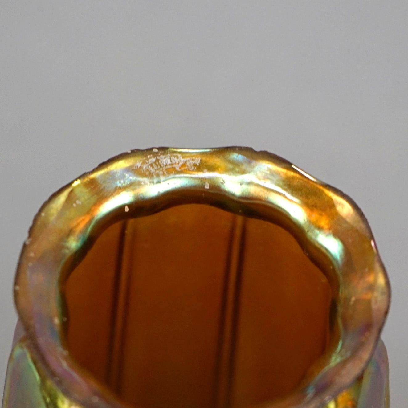 Antique Arts & Crafts Steuben Gold Aurene Flared Panel Art Glass Shade C1920 1