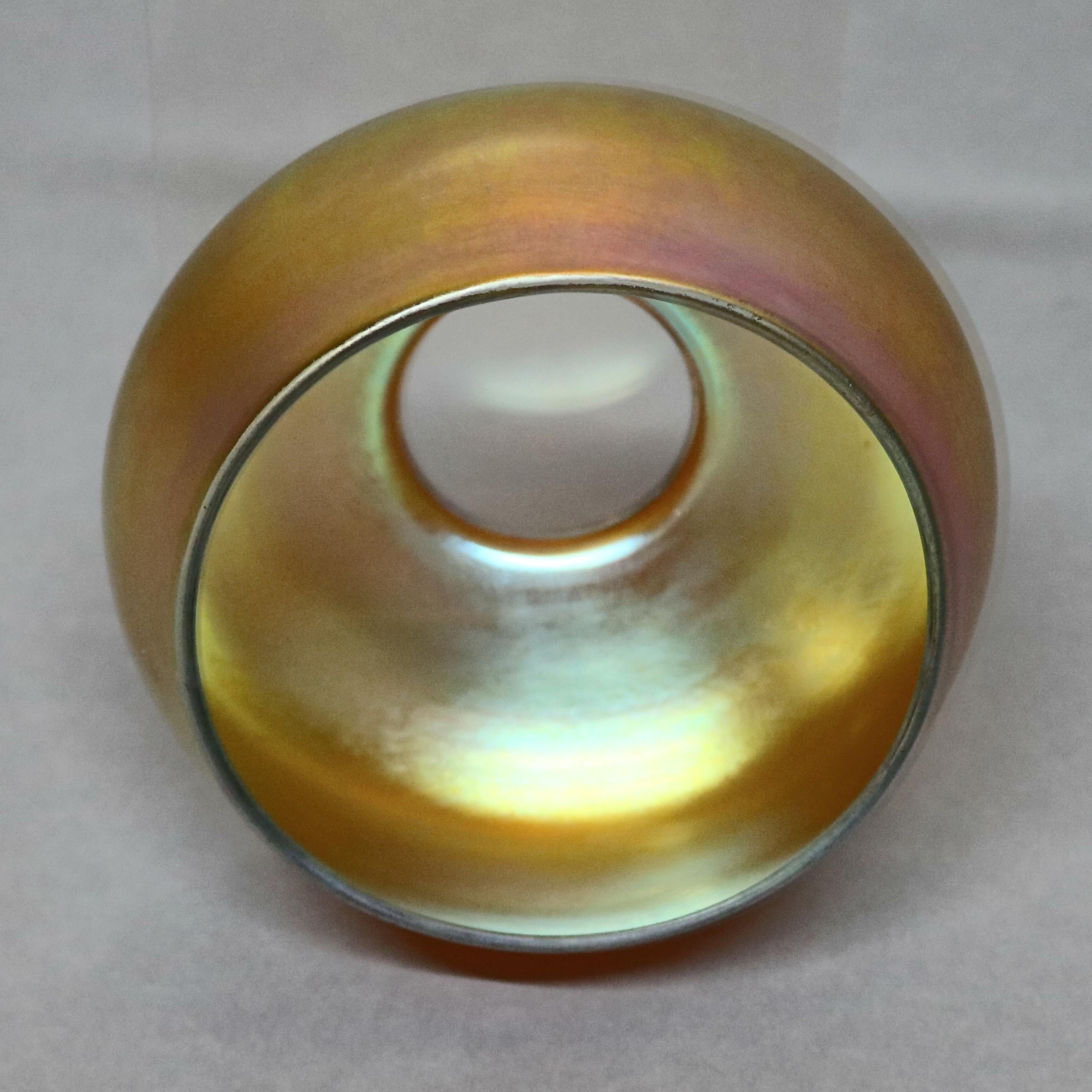 Arts and Crafts Antique Arts & Crafts Steuben Gold Aurene Iridized Art Glass Lamp Shades