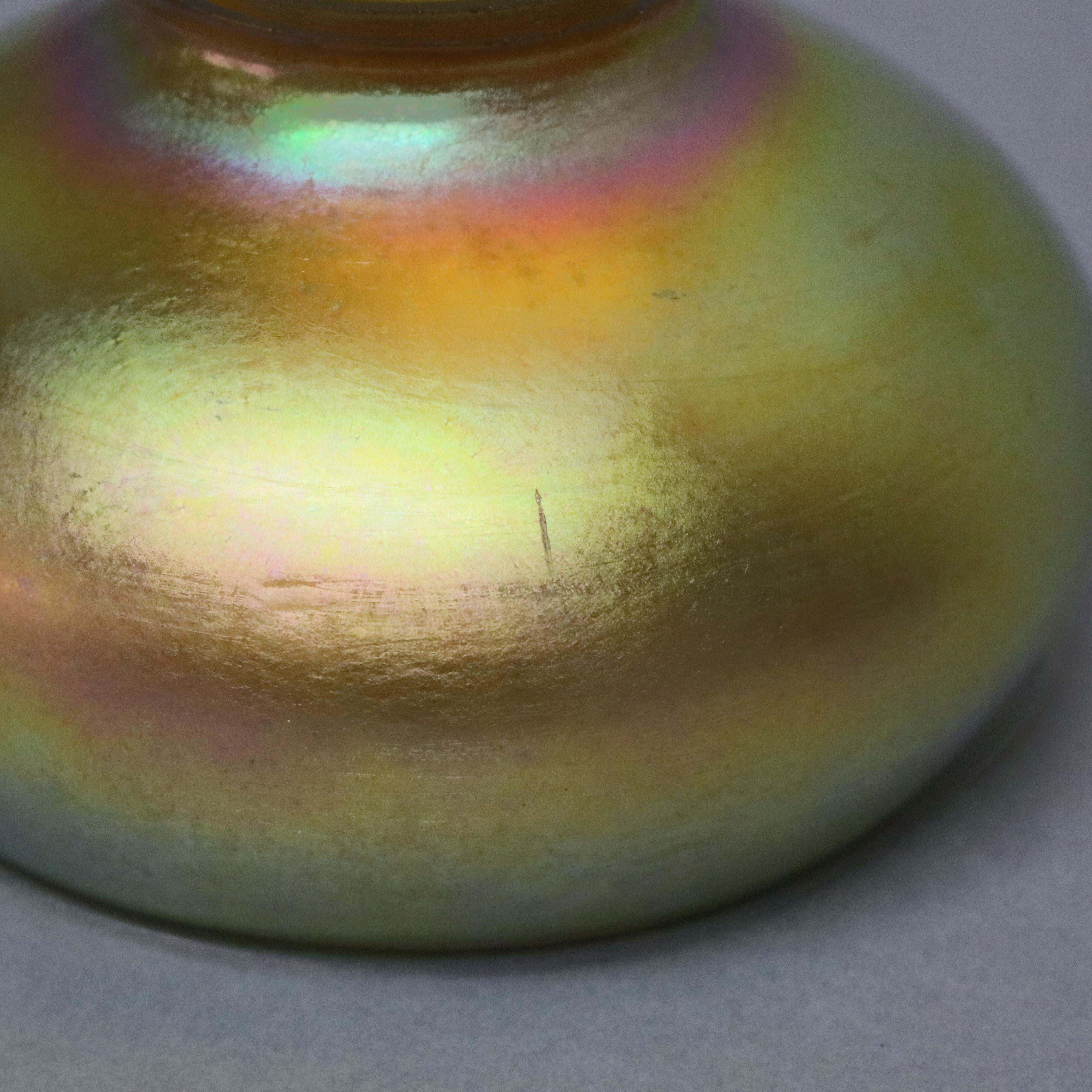 Hand-Crafted Antique Arts & Crafts Steuben Gold Aurene Iridized Art Glass Lamp Shades