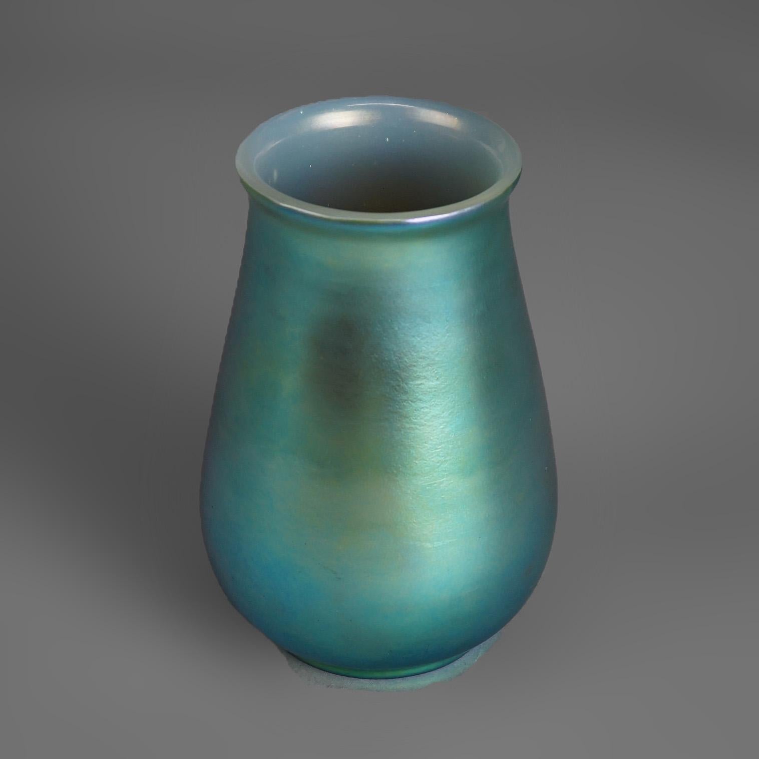 Antique Arts & Crafts Steuben School Blue Aurene Art Glass Vase 20thC
Unmarked

Measures- 8''H x 5.25''W x 5.25''D