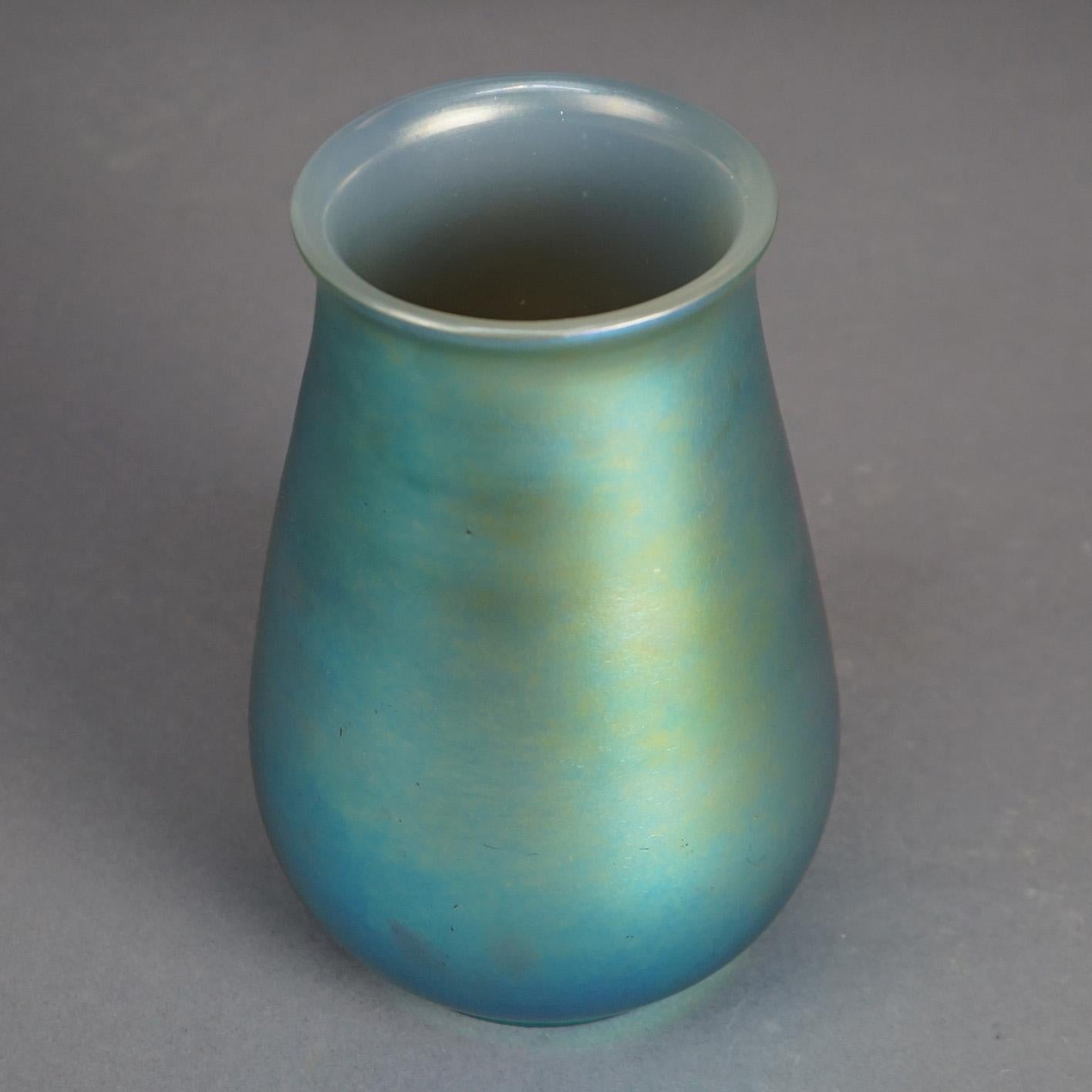Arts and Crafts Antique Arts & Crafts Steuben School Blue Aurene Art Glass Vase 20thC