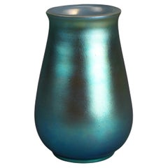 Antike Arts & Crafts Steuben Schule Blau Aurene Kunst Glas Vase 20.