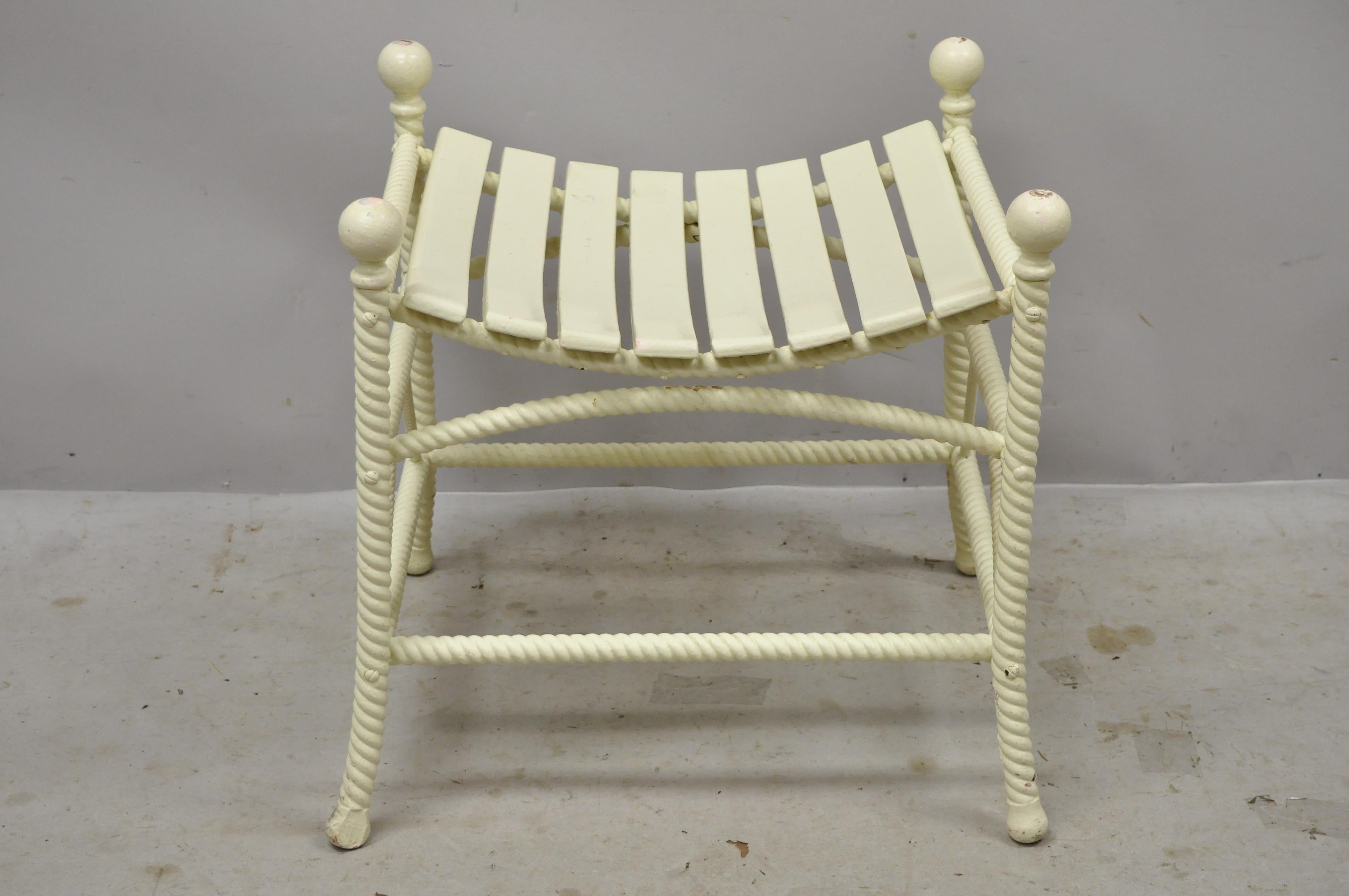 Antique Arts & Crafts Stick and Ball Thebes Bentwood Slat wooden stool. Item features bentwood slatted seat, twisted legs, very nice antique item. Circa Late 1800s - Early 1900s. Measurements: 20