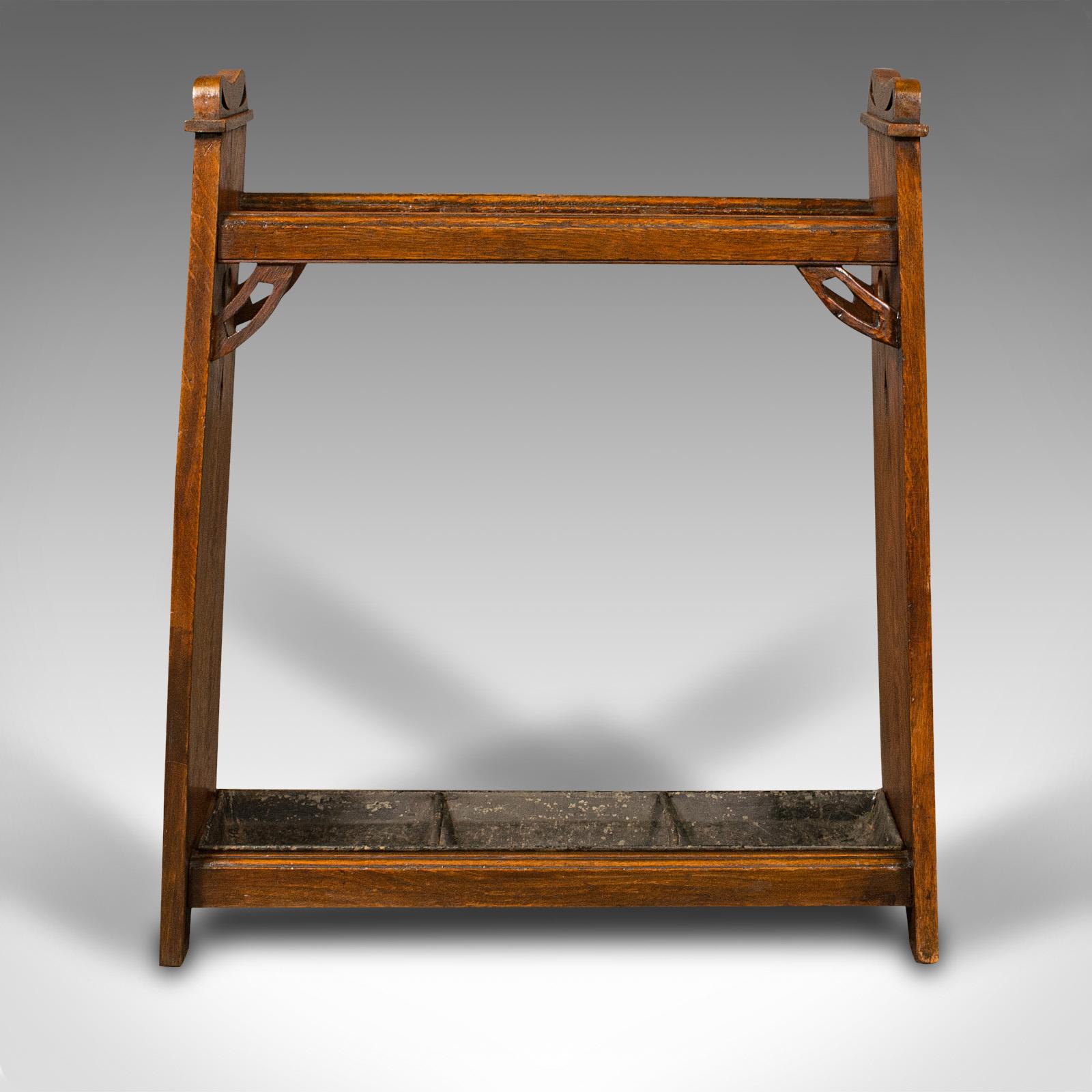20th Century Antique Arts & Crafts Stick Stand, English, Oak, Hall, After Liberty, Edwardian For Sale