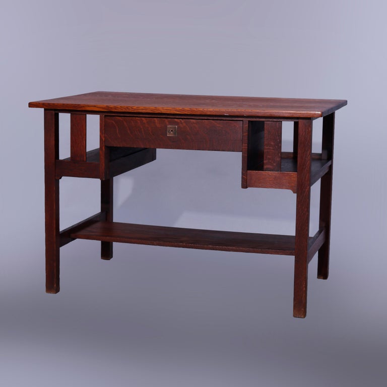 Antique Arts and Crafts Stickley Bros. Mission Oak Desk with