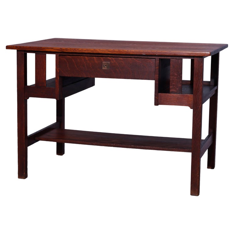 Antique Arts and Crafts Stickley Bros. Mission Oak Desk with