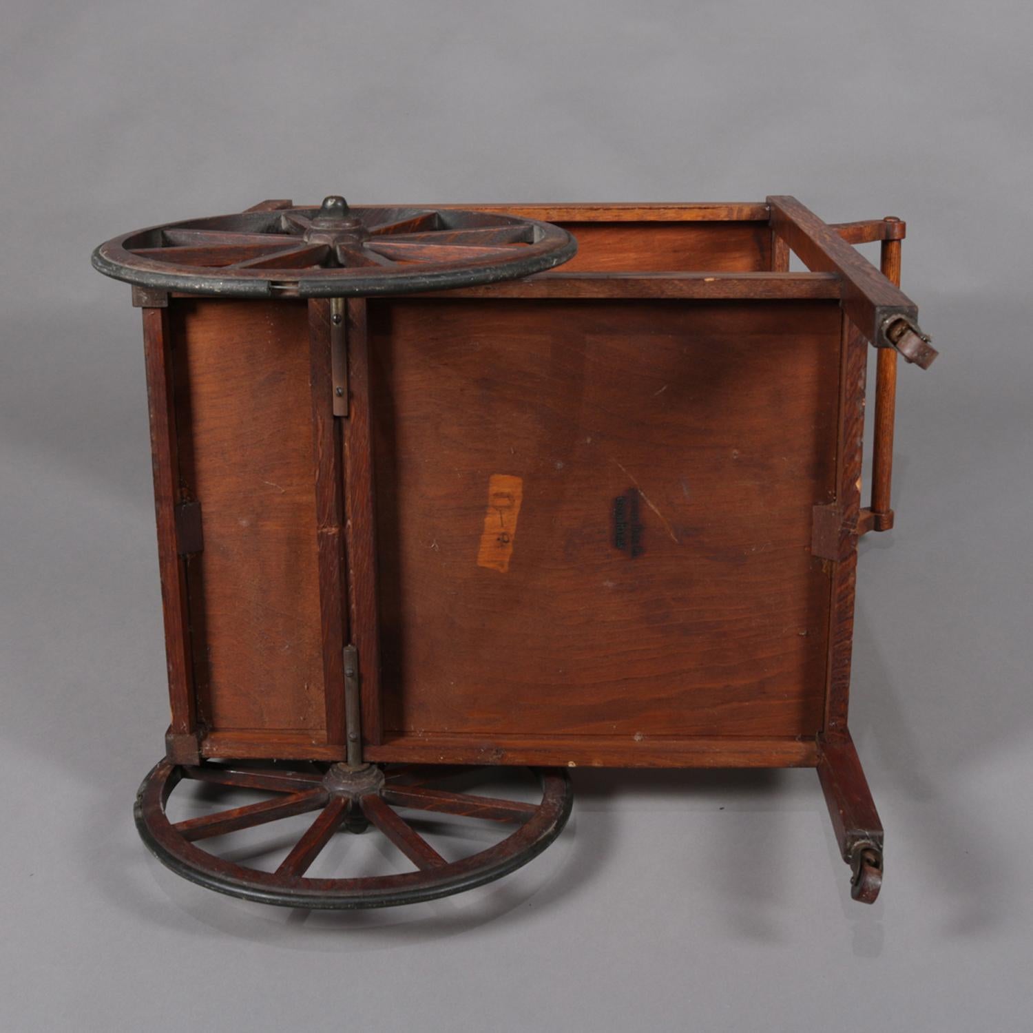 Antique Arts & Crafts Stickley Bros. Mission Oak Tea Cart, Signed, circa 1910 2