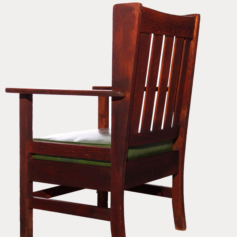 Antique Arts & Crafts Stickley Brothers Mission Oak Wing Chair & Rocker, 1910 For Sale 8