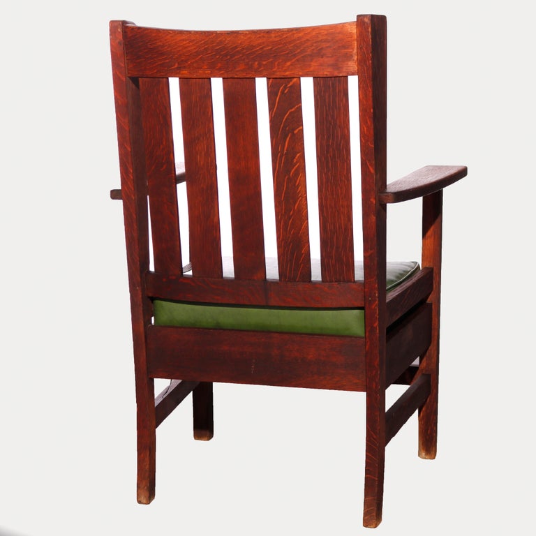 Antique Arts & Crafts Stickley Brothers Mission Oak Wing Chair & Rocker, 1910 For Sale 9