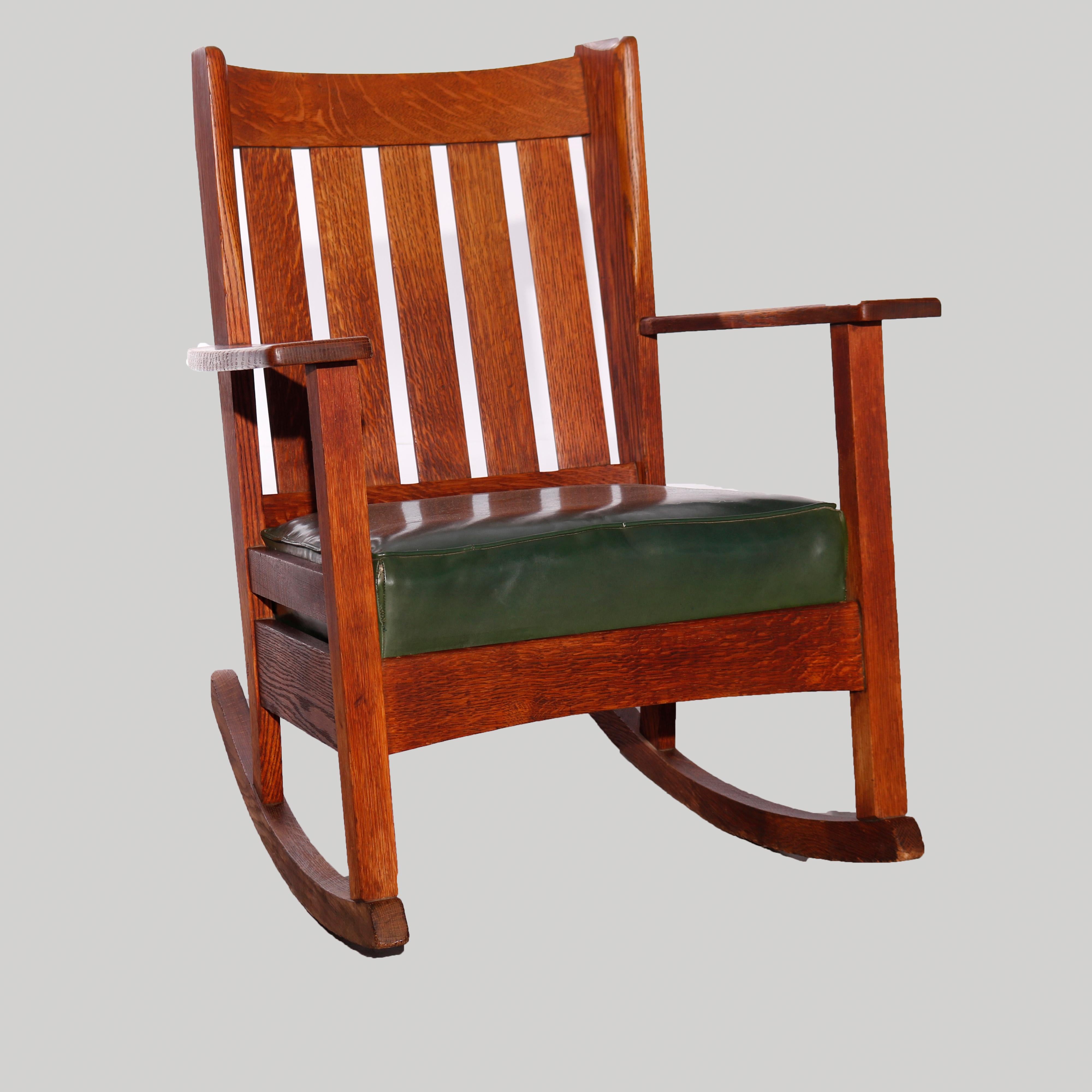 Arts and Crafts Antique Arts & Crafts Stickley Brothers Mission Oak Wing Chair & Rocker, 1910