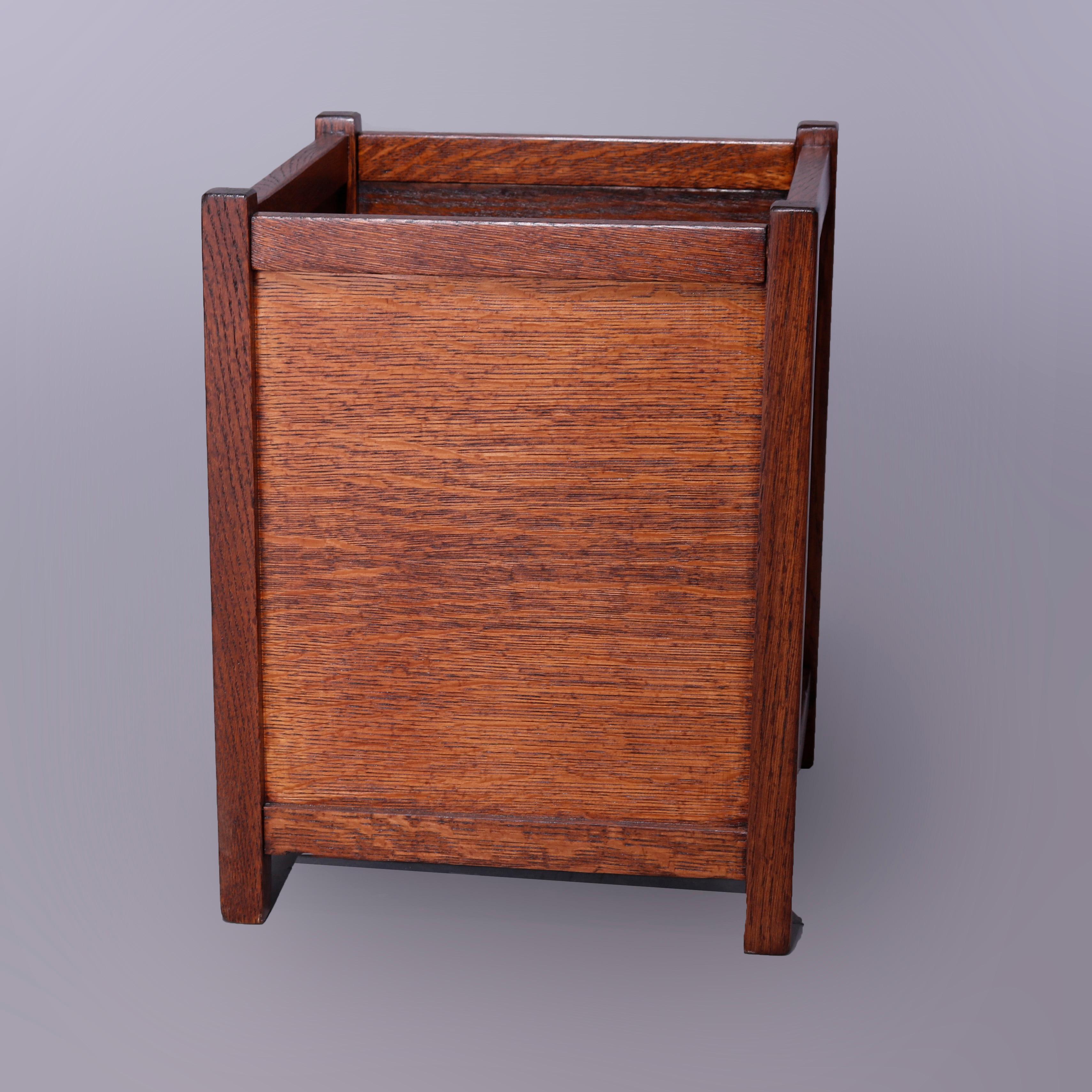 American Antique Arts & Crafts Stickley Brothers School Oak Waste Basket, circa 1910