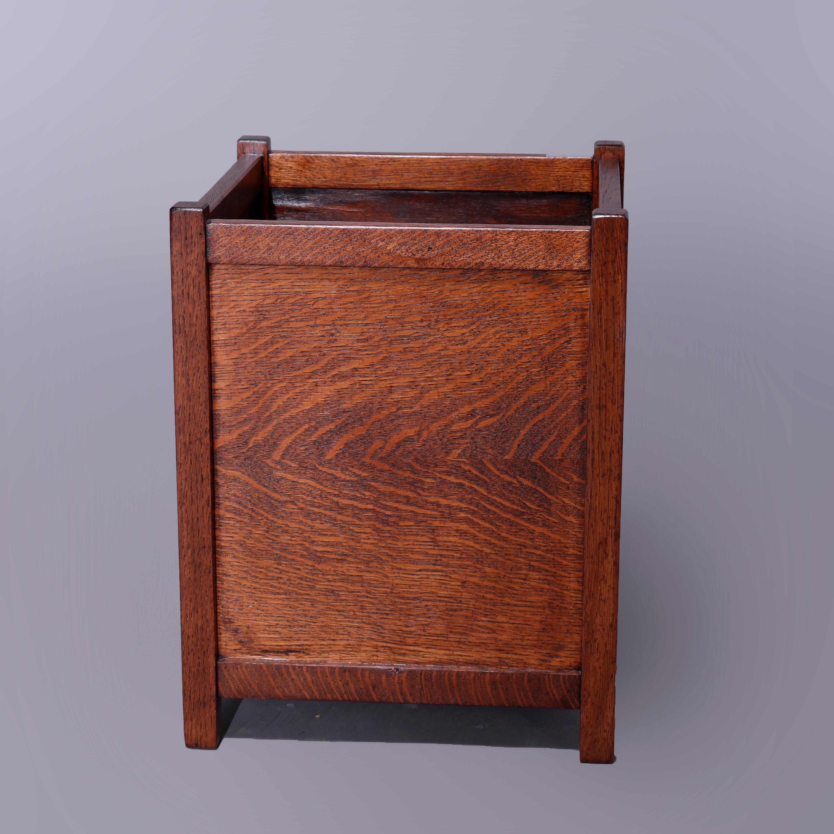 Antique Arts & Crafts Stickley Brothers School Oak Waste Basket, circa 1910 In Good Condition In Big Flats, NY