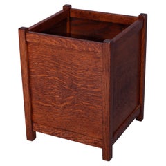 Antique Arts & Crafts Stickley Brothers School Oak Waste Basket, circa 1910